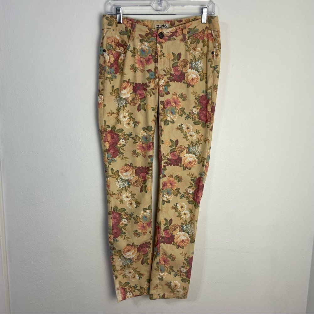 Vintage Mudd Size 9 Tan Floral Lightweight Denim Cottagecore Y2K 90s Romantic